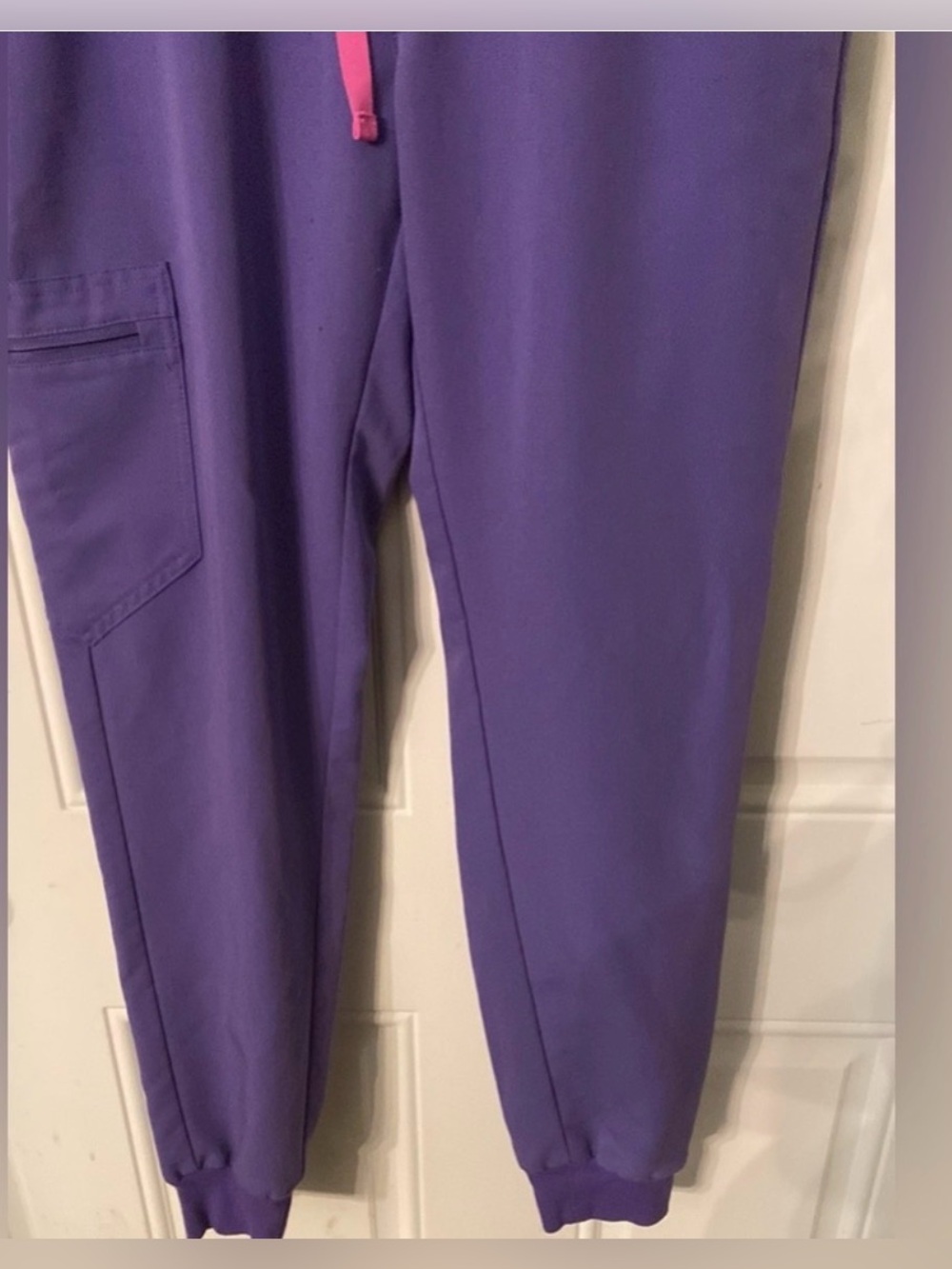 Figs Purple Jogger Scrub Pants with Pink Drawstring - Picture 2 of 7